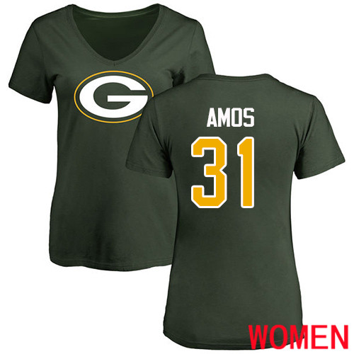 Green Bay Packers Green Women #31 Amos Adrian Name And Number Logo Nike NFL T Shirt